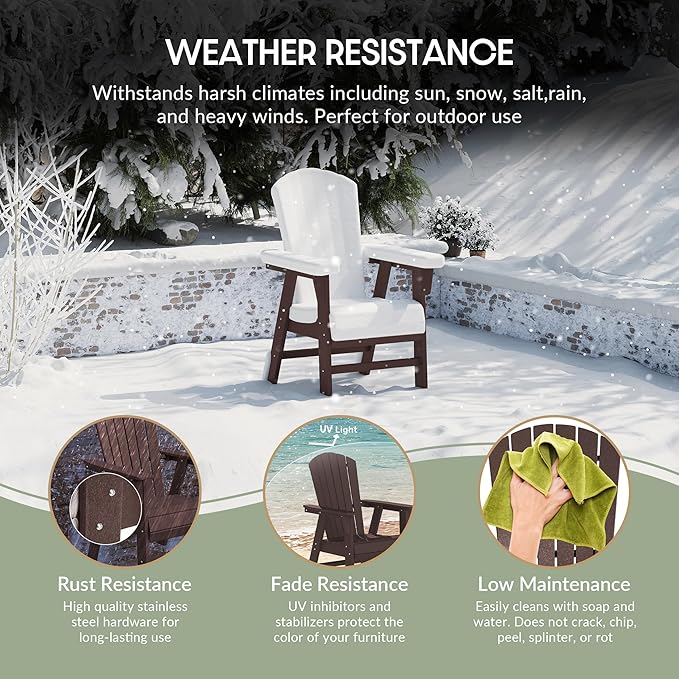 WestinTrends Dylan Outdoor Patio Shell-Back Adirondack Dining Chair Weather Resistant Dark Brown