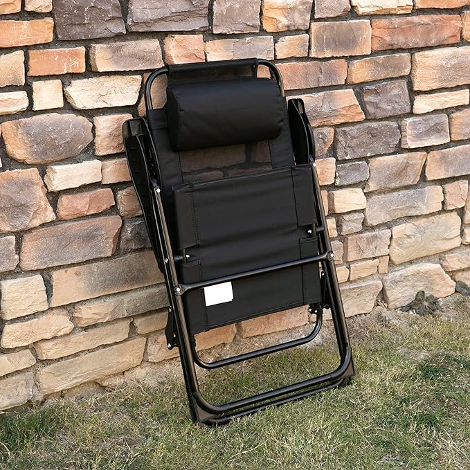 Outsunny Folding Patio Dining Chairs Set of 2, Outdoor Deck Chair with Adjustable Sling Back - Photo 7