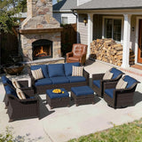 7 Pieces Patio Conversation Furniture Set - 1 Sofa, 2 Armchairs, 2 Ottomans, 2 Swivel Chairs - Photo 6