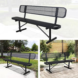 4/6/8 Feet Park Bench for Outside Heavy Duty Metal, Garden Benches Outdoor Bench with Backrest & Portable Frame - Photo 5