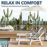 Patio Chaise Lounge Chair, HDPE Outdoor Lounge Chairs with 5-Position Adjustable Backrest, Cup Holder and Wheels - Photo 8