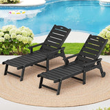 LUE BONA Outdoor Chaise Lounge Chairs Set of 2, HDPS Lounge Chair, 5 Positions Adjustable Pool Lounge Chairs - Photo 1