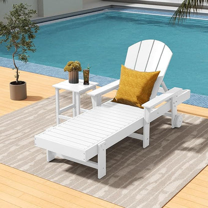 Costaelm Square Outdoor Side Tables, Adirondack Patio Tables for Outside, HDPE Patio End Table Weather Resistant, Balcony Table for Pool, Seaside, Backyard, Porch, Indoor Companion, White