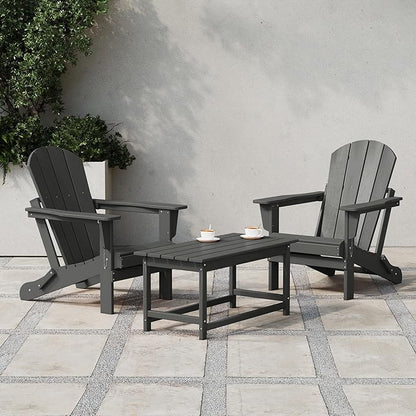 Costaelm Adirondack Conversation Table, HDPE Outdoor Drink Weather Resistant, Outdoor Patio Porch Accent Balcony Table for Pool, Seaside, Backyard, Gray