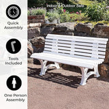Plow & Hearth Weatherproof German PVC Outdoor Bench | 3-Seat | Holds Up to 500 lbs | Garden Patio Porch Park Deck - Photo 4