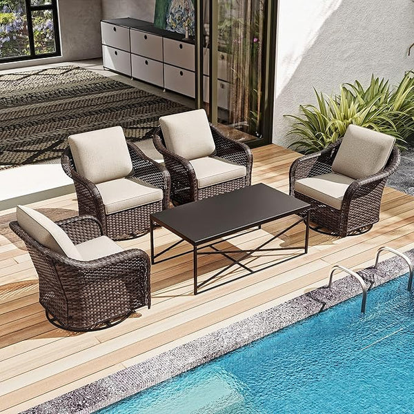 5 Pieces Outdoor Patio Conversation Furniture Set - Photo 1