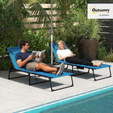 Outsunny Padded Folding Chaise Lounge Chair Outdoor Set of 2, 5-Level Reclining Patio Loungers - Photo 2