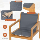 Greesum 4 Piece Furniture Outdoor Acacia Wood Chair with Ottoman for Porch, Balcony, Deck, Patio, Backyard, Gray - Photo 6