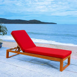 SAFAVIEH Outdoor Collection Solano Natural Brown Solid Wood/Red Cushion Patio Adjustable Chaise Lounge Chair (PAT7024R) - Photo 2