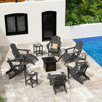 WO WESTIN OUTDOOR HDPE Laguna Outdoor Poly Adirondack Chair with Side Table, Gray