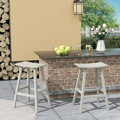 Costaelm All-Weather Bar Stools Set of 2, 29" Height Outdoor Bar Stools, Adirondack Poly Patio Bar Stool for Patio, Deck, Kitchen Counter and Garden, Sand