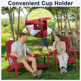 Plawdlik Folding Adirondack Chair Set of 6 with Cup Holder，Wooden Textured ，Heavy All-Weather HDPE Comfortable Set - Photo 4