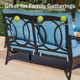 PHI VILLA Wicker & Metal Outdoor 2-Seat Patio Couch, Patio Sofa Loveseat with Deep Seating for Front Porch, Deck - Photo 6