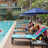 PURPLE LEAF Outdoor Tanning Lounge Chair Set with Face Hole Aluminum Adjustable Chairs Wheels Pillows and Table for - Photo 1