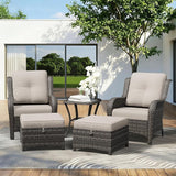 5 Piece Outdoor Wicker Patio Furniture Set, Patio Chairs Set with Thickened Olefin Cushions, High Back and Deep Seating - Photo 9