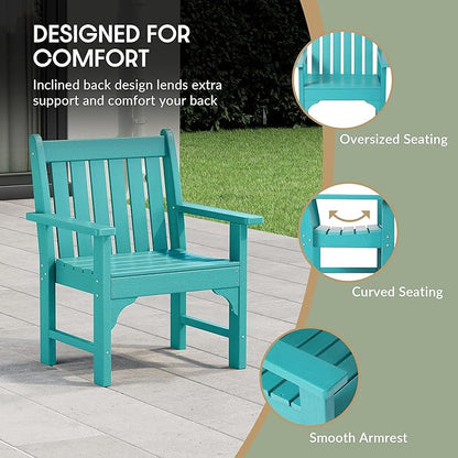 WestinTrends Malibu Outdoor Patio HDPE Adirondack Dining Arm Chair, Turquoise