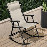 Best Choice Products Outdoor Folding Rocking Chair, Zero Gravity Lounge Chair, Patio Rocker w/Headrest Pillow - Ivory - Photo 2