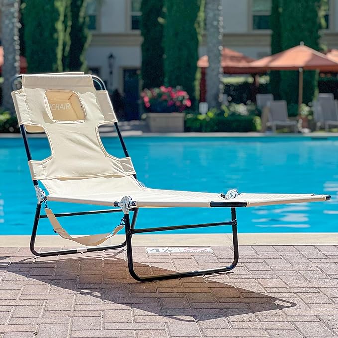 Face Down Tanning Chaise Lounge Chair - Face & Arm Holes - 2 Legs Support - Polyester Material – Backrest Positions - Photo 2