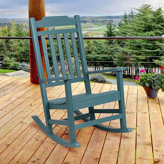 Flash Furniture Winston All-Weather Poly Resin Rocking Chair in Teal