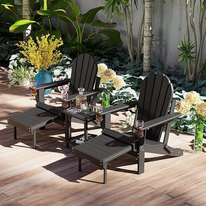 Sundale Outdoor 18" Small Side Table, Patio HDPE All Weather Small Adirondack End Table Water Resistant 2 Tier Rectangular Outside Table for Pool, Garden, Beach, Black