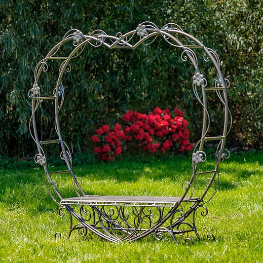 Zaer Ltd. 6.8 Ft. Tall Heart-Shaped Iron Bench Amore (Antique Bronze)
