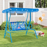 Costzon Kids Porch Swing, All-Weather Patio Swing Bench Hammock w/Adjustable Canopy & Safety Belts for 2 Children - Photo 7