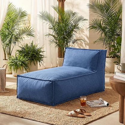 Christopher Knight Home Natty Bean Bag Chair, Fabric Bean Bag Chairs for Adults and Kids, Comfy Reading Chair, Lounge Sofa with Armrest, Indoor/Outdoor Spaces Memory Foam Bean Bag Chair, Navy Blue