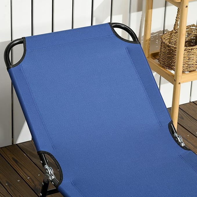 Outsunny 2 Piece Folding Chaise Lounge Pool Chairs, Outdoor Sun Tanning Chairs with 5-Level Reclining Back - Photo 8
