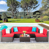 Vongrasig 6 Pieces Patio Furniture Set, Outdoor Sectional Sofa Couch - Photo 6