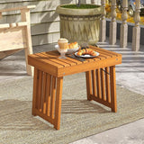 Tangkula Patio Foldable Side Table, Outdoor Folding Acacia Wood Coffee Table w/Slatted Tabletop - Photo 2