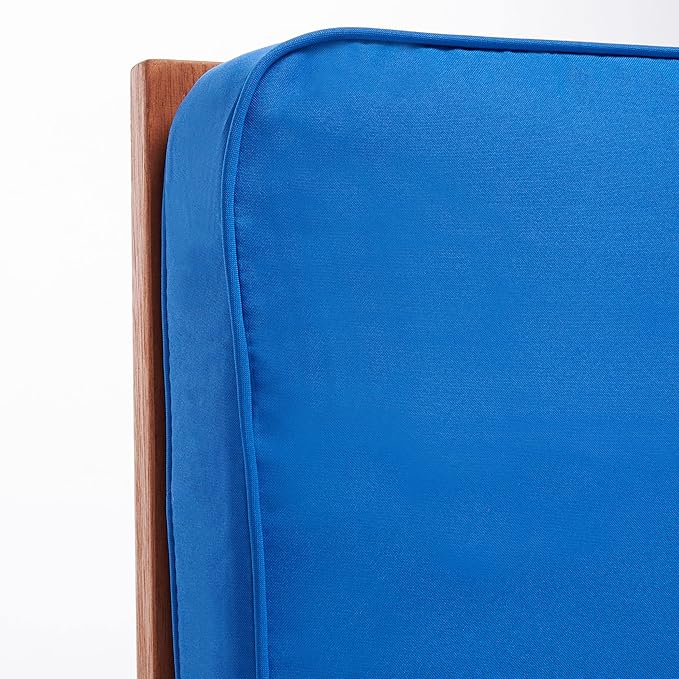 SAFAVIEH Outdoor Collection Solano Natural Brown Solid Wood/Royal Blue Cushion Patio Adjustable Chaise Lounge Chair - Photo 6