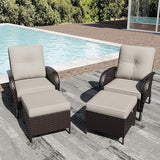 Joyside Wicker Patio Chairs, 4 Piece Rattan Outdoor Furniture with Thickened Cushions, High Back, Deep Seating - Photo 5
