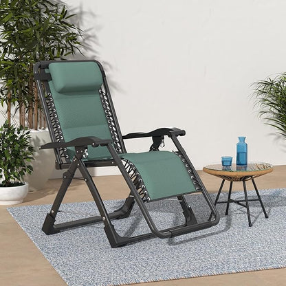 MOPHOTO Zero Gravity Chair, Outdoor Padded Lounge Chair with Side Table, Zero Gravity Recliner Chair, Outdoor Reclining Chair, Sturdy & Comfortable, Supports up to 440lbs
