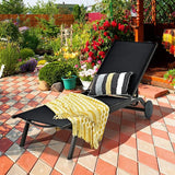 Giantex Lounge Chairs for Outside Patio Chaise Lounges Aluminum Recliner W/Adjustable 6 Backrest Positions and Wheels - Photo 8