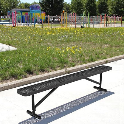 8 Feet Outdoor Steel Bench, Black Heavy Duty Metal Park Bench for Outside, Weatherproof Dock Bench, 96" L Commercial Benches Mesh Bench for Shopping Mall, Store, Lawn, Park, Patio, Deck, Garden