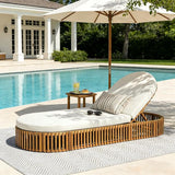 Christopher Knight Home Harl Acacia Wood Chaise Lounge Chair Outdoor with Cushion - Photo 4