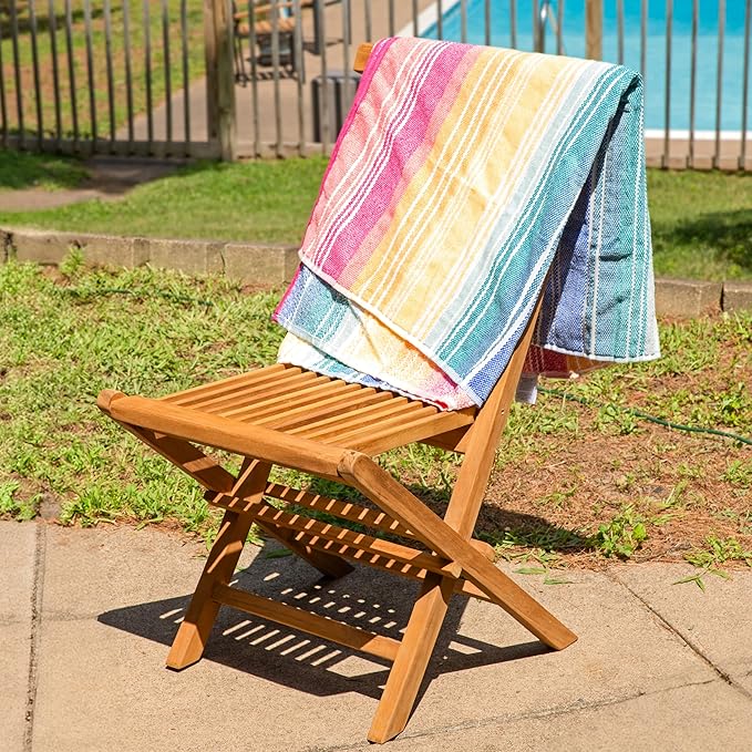 Sunnydaze Hyannis Solid Teak Outdoor Folding Dining Chairs - Light Wood Stain Finish - 1 Chair