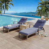Outdoor Chaise Lounge Chairs Set of 2, Patio Rattan Reclining Chair with 5-Position Adjustable Backrest - Photo 1