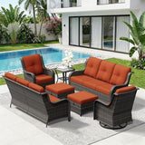 7 Piece Outdoor Wicker Patio Furniture Set, Outdoor Swivel Rocker Patio Chairs Set with Thickened Olefin Cushions - Photo 9