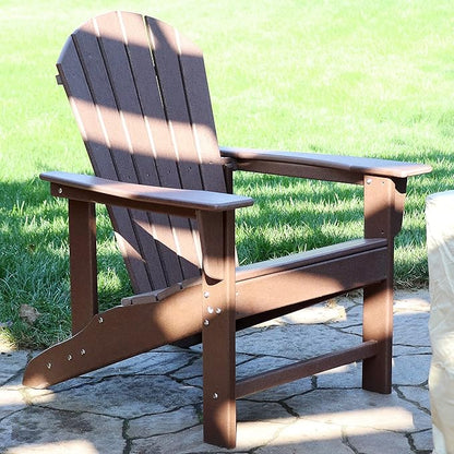 Sunnydaze All-Weather Upright Adirondack Chair - for Patio or Yard - 300-Pound Capacity - 38.25-Inch - Brown
