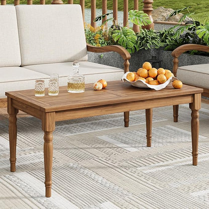Christopher Knight Home Lama Rectangular Outdoor Coffee Table, Slat Panel Side Table, Acacia Wood Side Desk for Backyard Balcony Garden, Weather Resistant Lightweight Patio Tea Table, Natural