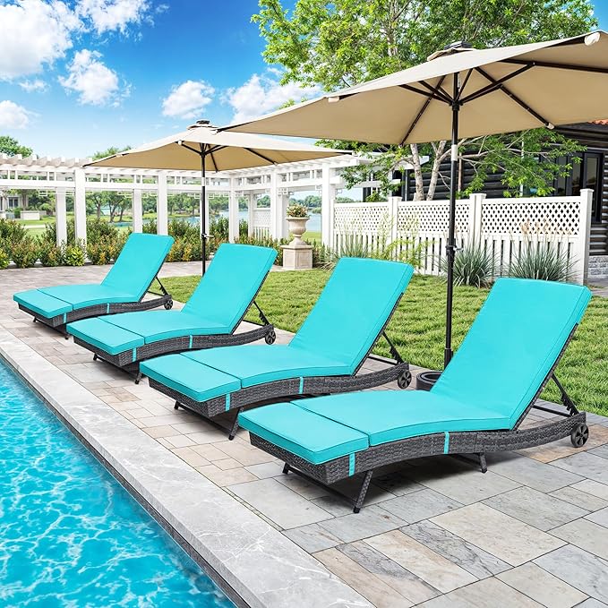 DWVO Outdoor Wicker Chaise Lounge with Cushion - Photo 7