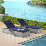 Outdoor Chaise Lounge Chair Set of 2 Wicker Pool Lounge Chairs Tanning Lounges for Outside Lawn Sunbathing Chairs with - Photo 1