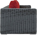 Modway Summon Wicker Rattan Outdoor Patio Sunbrella Sofa in Canvas Red - Photo 3