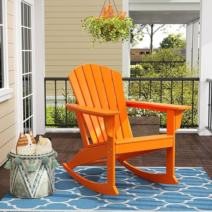 WO WESTIN OUTDOOR HDPE Altura Outdoor Rocking Poly Adirondack Chair, Orange