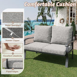 HOMREST Outdoor Loveseat Aluminum Patio Furniture Sofa, All-Weather Metal Outdoor Couch with Cushions, Grey - Photo 5