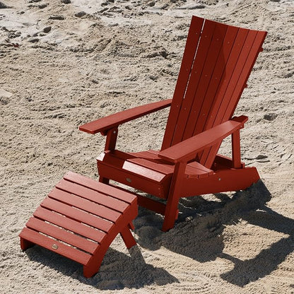 Highwood AD-KITADRI1-RED Manhattan Beach Adirondack Chair with Ottoman, Rustic Red