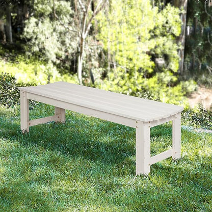 Shine Company Outdoor Wooden Backless Patio Garden Bench, 5 Ft, Eggshell White