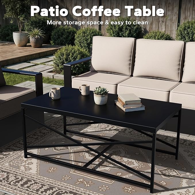 Outdoor Aluminum Furniture Set, 4-Piece Patio Conversation Set, 2 Chairs, 2 Sofa and 1 Table, All-Weather Metal Frame - Photo 7