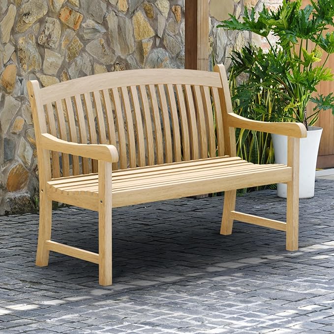 Amazonia Newcastle Patio Bench | Made of Real Teak | Ideal for Outdoors and Indoors, 48Lx26Wx35H, Light Brown
